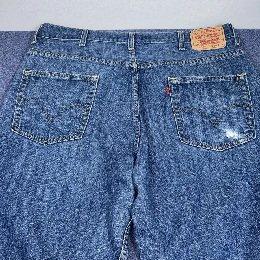 Vintage Levis 569 Jeans Mens 40x32 Blue Loose Straight Baggy Y2k Grunge Wide Leg